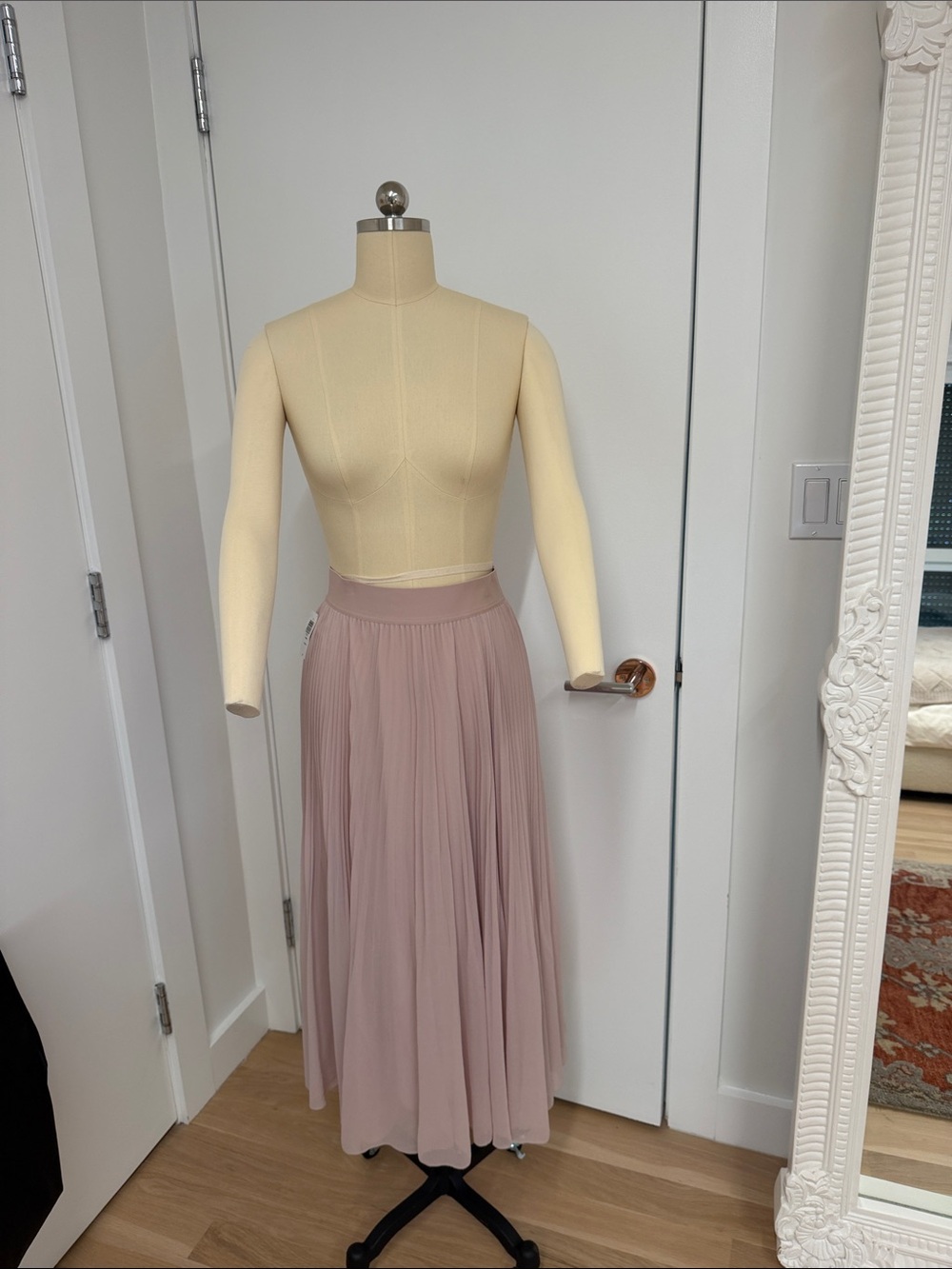 Pleated Maxi Skirt in Dusty Rose
